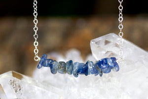 Raw Kyanite Bar Necklace - Blue Kyanite - Throat Chakra Necklace - Healing Crystal Neckalce - Gift for Her - Blue Kyanite Jewelry