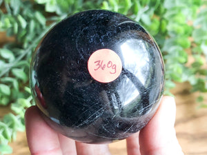 Black Tourmaline Sphere 59mm - Schorl - Black Tourmaline Ball - Crystal Grid - Root Chakra - Protection Stone - Altar Decor - Massage Stone