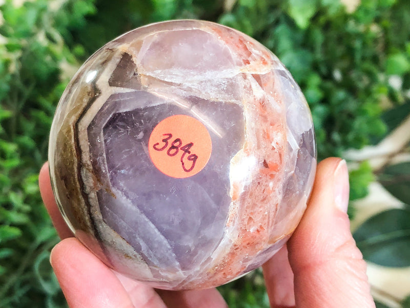 Amethyst Sphere with Inclusion 65mm - Amethyst Crystal Ball - Thrid Eye and Crown Chakra - Crystal Grid - Meditation Stone - Massage stone