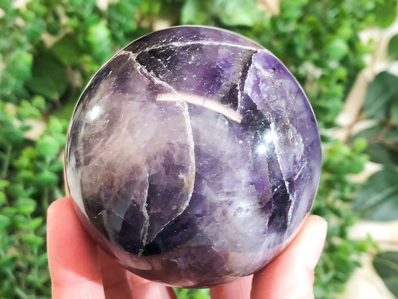 Amethyst Sphere with Inclusion 68mm - Amethyst Crystal Ball - Thrid Eye and Crown Chakra - Crystal Grid - Meditation Stone - Massage stone