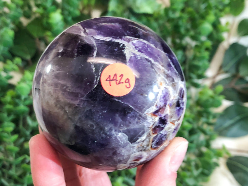 Amethyst Sphere with Inclusion 68mm - Amethyst Crystal Ball - Thrid Eye and Crown Chakra - Crystal Grid - Meditation Stone - Massage stone