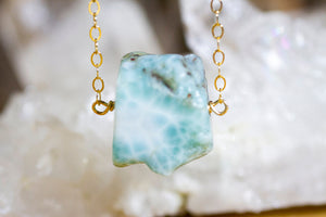 Raw Larimar Necklace - Larimar Jewelry - Raw Stone Necklace - Crystal Healing Energy Pendant - Dainty Layering Necklaces for Women