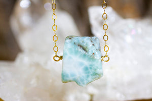 Raw Larimar Necklace - Larimar Jewelry - Raw Stone Necklace - Crystal Healing Energy Pendant - Dainty Layering Necklaces for Women
