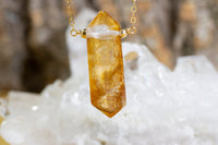 Hematoid Golden Healer Quartz Necklace - Yellow Crystal Point Necklace - Crystal Pendant - Solar Plexus Healing Jewelry - Gift for Her