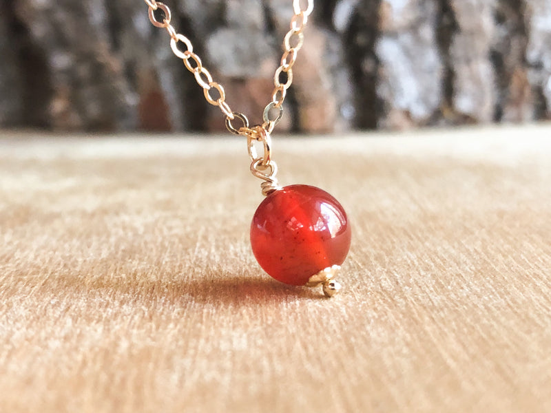 Carnelian Necklace - Delicate Carnelian Jewelry - Carnelian Pendant 