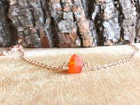 Raw Carnelian Bar Necklace - Raw Stone Necklace - Carnelian Jewelry 