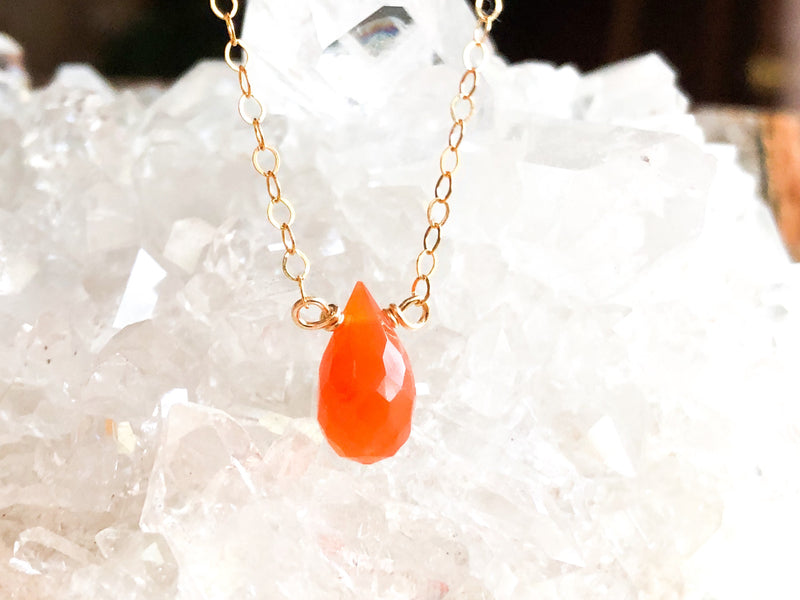 Dainty Carnelian Necklace - Sacral Chakra Necklace - Healing Necklace 