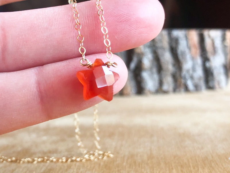 Dainty Carnelian Necklace - Sacral Chakra Necklace - Healing Necklace 