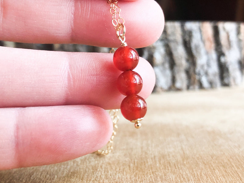 Carnelian Pendant Necklace - Orange Stone Necklace - Carnelian Pendant 