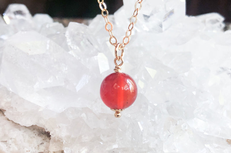 Carnelian Necklace - Delicate Carnelian Jewelry - Carnelian Pendant 