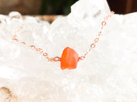 Raw Carnelian Bar Necklace - Raw Stone Necklace - Carnelian Jewelry 