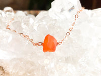 Raw Carnelian Bar Necklace - Raw Stone Necklace - Carnelian Jewelry 