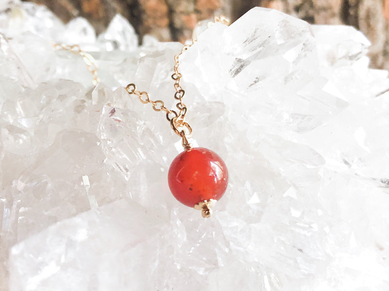 Carnelian Necklace - Delicate Carnelian Jewelry - Carnelian Pendant 