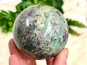 Ruby in Fuchsite Sphere 60mm - Crystal Ball - Massage Crystal - Crystal Grid - Meditation Space - Altar Decor - Worry Stone - EX