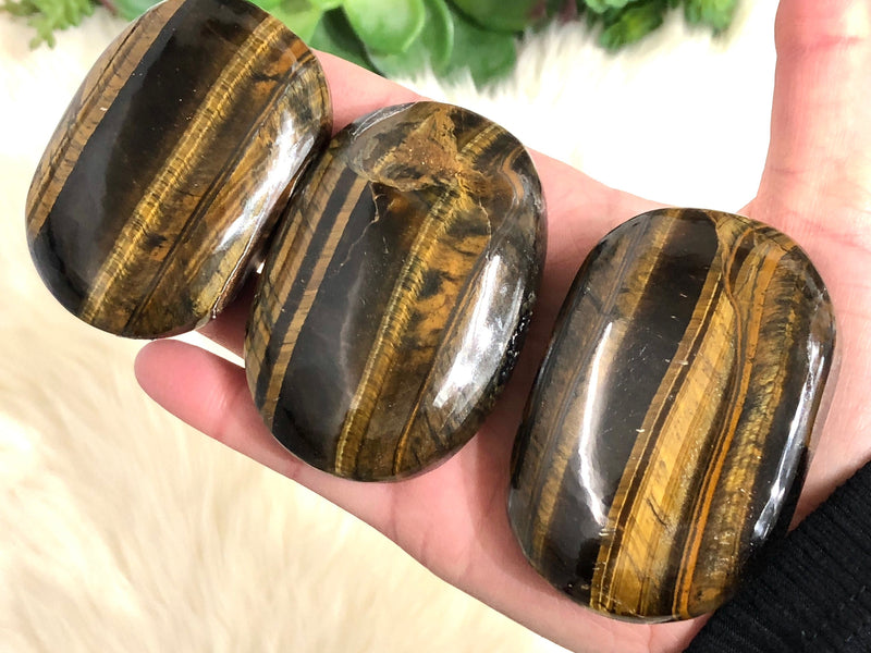 Tiger Eye Palm Stone - Golden Tiger Eye - Tiger Eye Gallet - Protection Stones - Large Palm Stone - Stones and Crystals - Crystal Grid