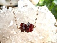 Raw Garnet Necklace - January Birthstone - Red Root Chakra Stone 