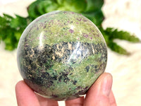 Ruby in Fuchsite Sphere 60mm - Crystal Ball - Massage Crystal - Crystal Grid - Meditation Space - Altar Decor - Worry Stone - EX