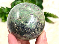 Ruby in Fuchsite Sphere 60mm - Crystal Ball - Massage Crystal - Crystal Grid - Meditation Space - Altar Decor - Worry Stone - EX