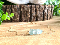 Raw Aquamarine Pendant Necklace - March Birthstone Necklace - Pisces Zodiac Necklace 