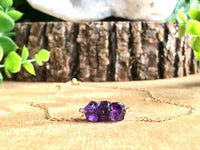 Raw Amethyst Necklace - Febuary Birthstone Necklace - Aquarius Zodiac Necklace 