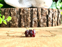 Raw Garnet Necklace - January Birthstone - Red Root Chakra Stone 