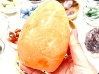 Orange Calcite  Stone 105mm - Self Standing free form Calcite - Sacral Chakra Healing - Stones and Crystals - Crystal Grid - Altar Decor FK