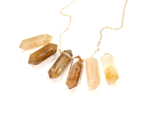 Hematoid Golden Healer Quartz Necklace - Yellow Crystal Point Necklace - Crystal Pendant - Solar Plexus Healing Jewelry - Gift for Her