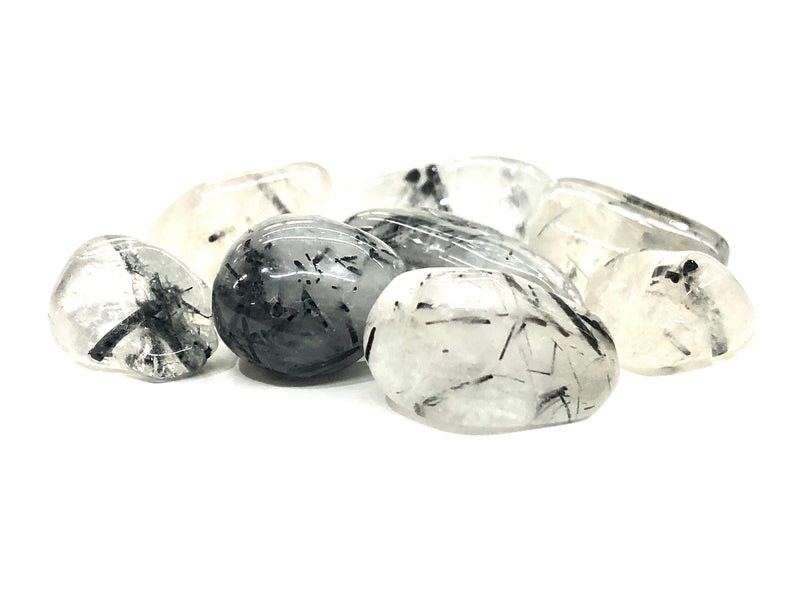 Tourmalinated Quartz Tumbled Stone - Yin Yang Balancing - Crystal Grid - Base Chakra Healing Crystal - Empath Protection Crystals