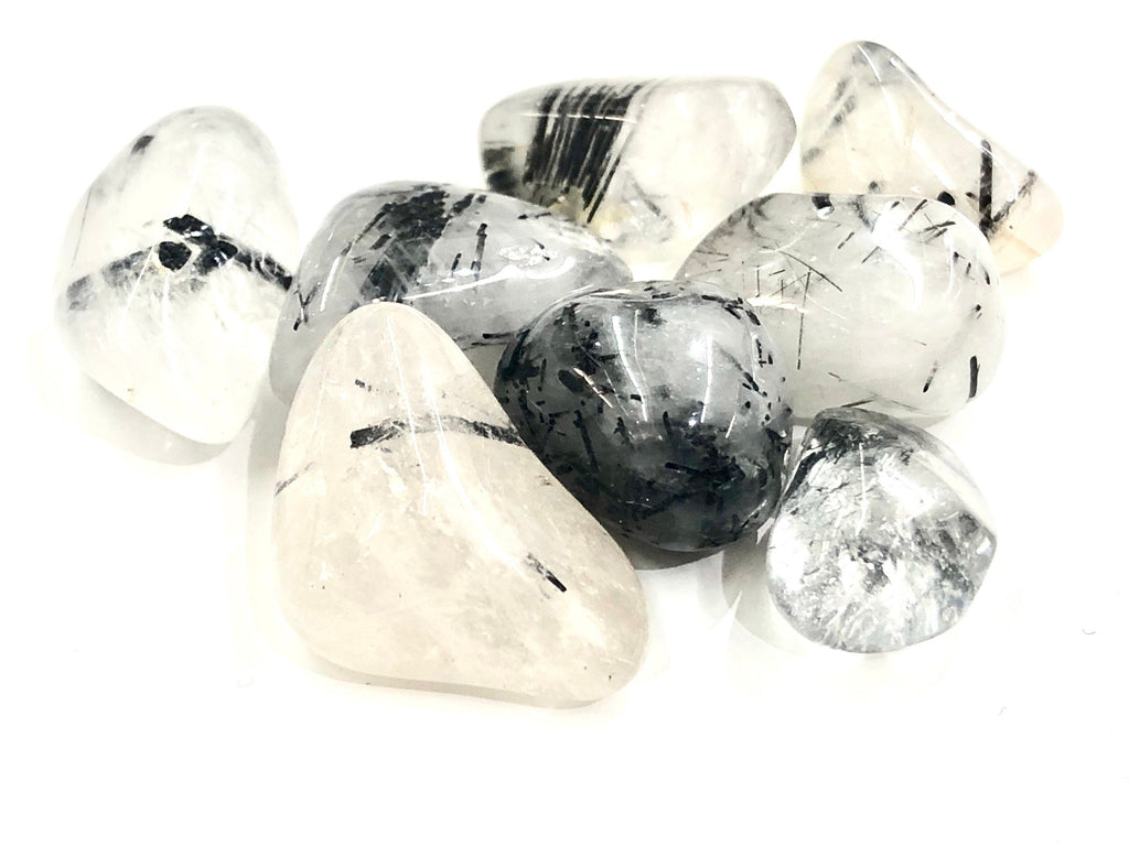 Tourmalinated Quartz Tumbled Stone - Yin Yang Balancing - Crystal Grid - Base Chakra Healing Crystal - Empath Protection Crystals