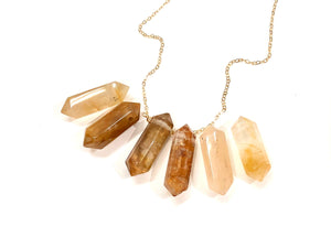 Hematoid Golden Healer Quartz Necklace - Yellow Crystal Point Necklace - Crystal Pendant - Solar Plexus Healing Jewelry - Gift for Her