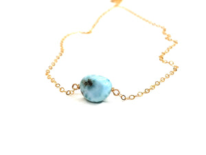 Raw Larimar Necklace - Larimar Jewelry - Raw Crystal Necklace - Healing Crystal Neckalce - Raw Stone Jewelry - Dolphin Stone