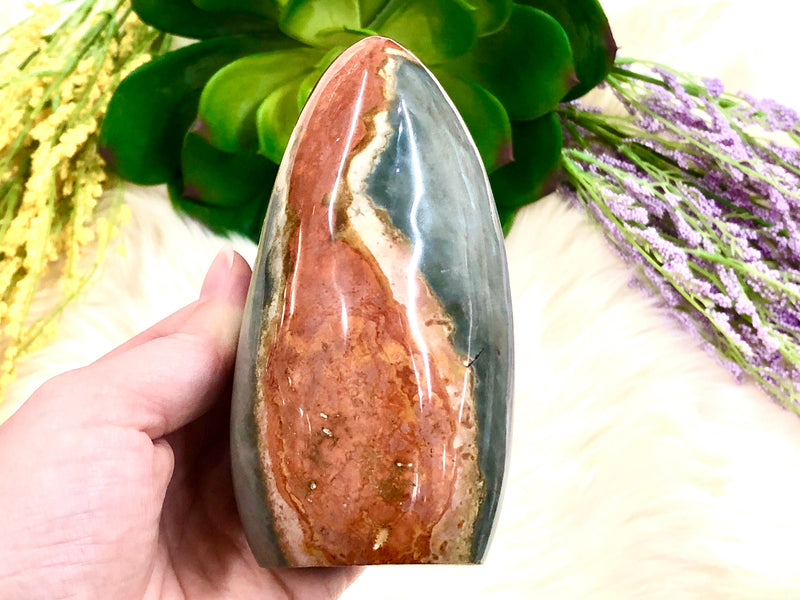 Polychrome Jasper Free Form 112mm MI- Desert Jasper -Savannah Jasper - Altar Decor - Self Standing - Crystal Grid - Root Chakra Stone