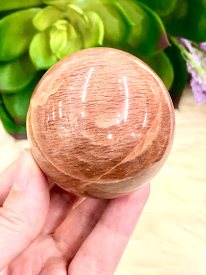Peach Moonstone Sphere 54mm ML - Moonstone - Crystal Grid - Meditation Space - Healing Crystals - Altar Decor - Heart Chakra - Solar Plexus