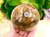 Yellow Hematoid Quartz Sphere 70mm MM - Golden Healer Crystal Ball - Crystal Grid - Solar Plexus Chakra - Meditation Stone - Altar Decor
