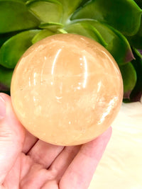 Honey Calcite Sphere 63mm MO - Yellow Calcite Ball  - Solar Plexus Chakra Stone - Healing Crystals - Crystal Grid - Altar Decor