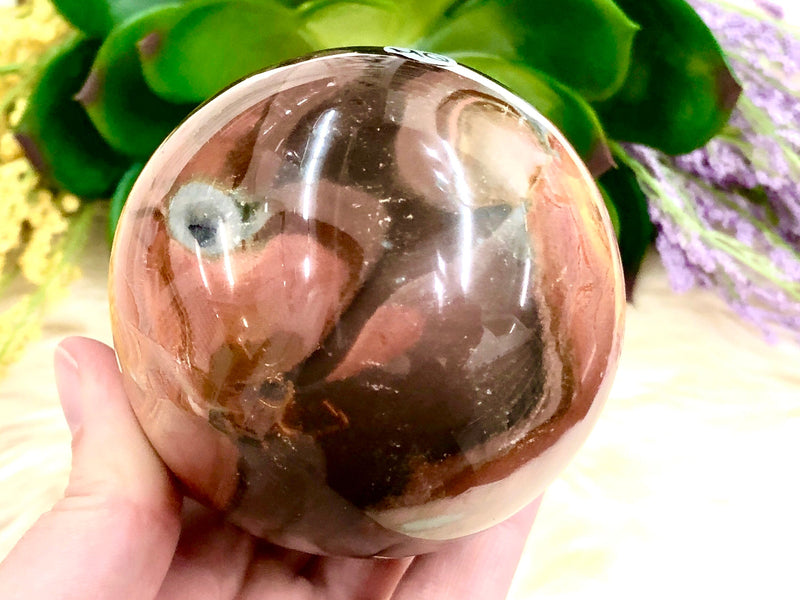 Polychrome Jasper Sphere 72mm MQ -Desert Jasper- Royal Savannah - Altar Decor - Meditation Space - Crystal Grid - Reiki - Root Chakra