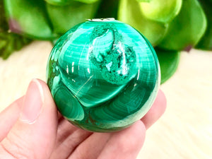 Real Malachite Crystal Sphere 41mm MX - Altar Decor -  Crystal Grid - Heart Chakra Crystal - Genuine Malachite - Reiki Stones