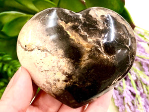 Black Opal Heart 78mm MZ - Protection Stone - Root Chakra Stone - Healing Crystals - Altar Stone - Crystal Grid - Meditation Stone