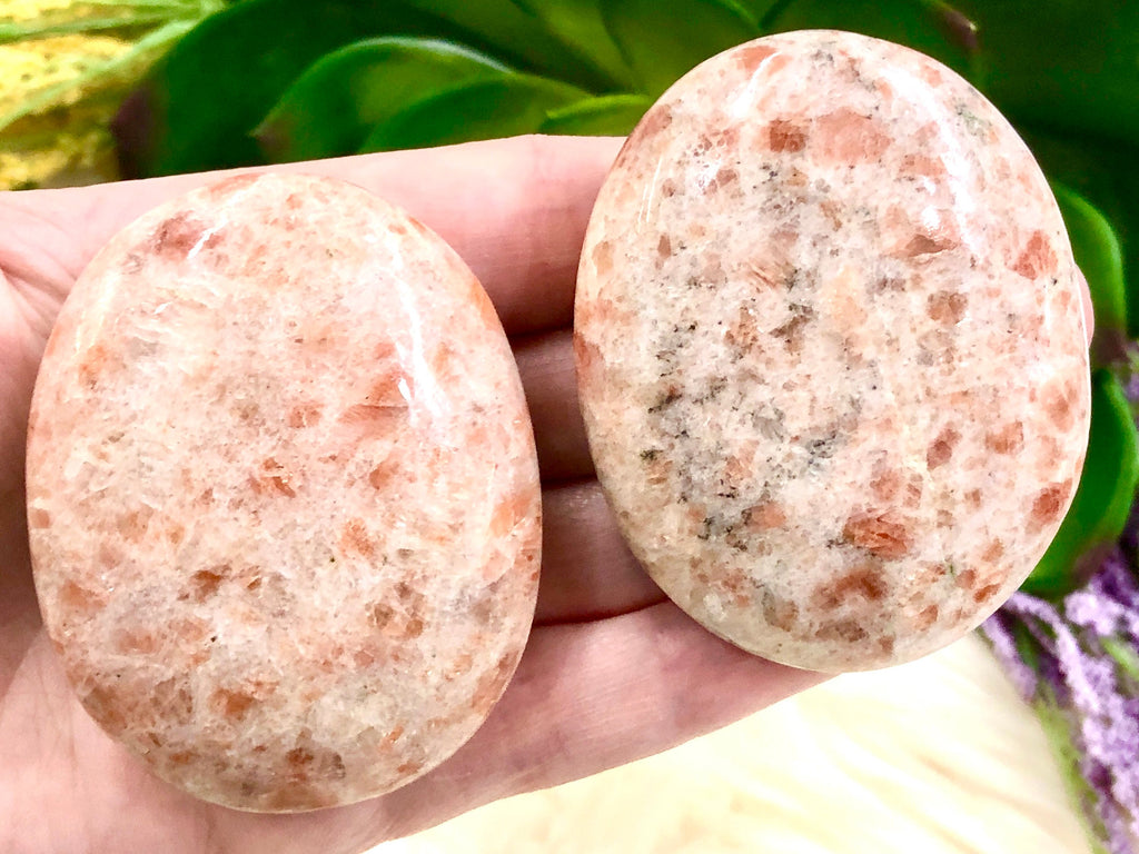 Sunstone Palm Stones - Sacral Chakra Crystal - Large Palm Stone - Stones and Crystals - Crystal Grid - Meditation Stone - Altar Decor