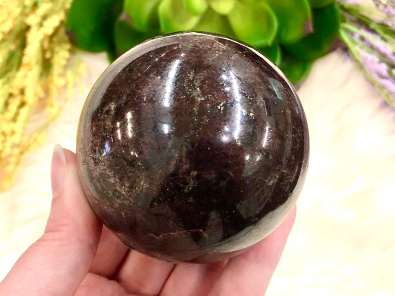 Garnet Sphere 65mm MG - Root Chakra Stone - Crystal Grid - Altar Decor - Meditation Stone - Massage Stone - Garnet Sphere - Garnet Ball