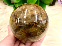 Yellow Hematoid Quartz Sphere 70mm MM - Golden Healer Crystal Ball - Crystal Grid - Solar Plexus Chakra - Meditation Stone - Altar Decor