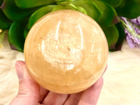 Honey Calcite Sphere 63mm MO - Yellow Calcite Ball  - Solar Plexus Chakra Stone - Healing Crystals - Crystal Grid - Altar Decor