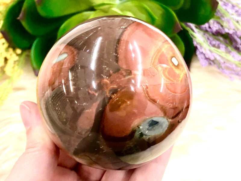 Polychrome Jasper Sphere 72mm MQ -Desert Jasper- Royal Savannah - Altar Decor - Meditation Space - Crystal Grid - Reiki - Root Chakra