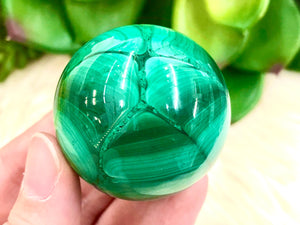 Real Malachite Crystal Sphere 41mm MX - Altar Decor -  Crystal Grid - Heart Chakra Crystal - Genuine Malachite - Reiki Stones