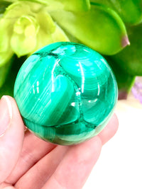 Real Malachite Crystal Sphere 41mm MX - Altar Decor -  Crystal Grid - Heart Chakra Crystal - Genuine Malachite - Reiki Stones