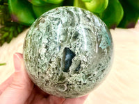 Moss Agate and Quartz Sphere 69mm MY- Crystal Ball - Heart Chakra- Crystal Grid - Meditation Space - Altar Decor - Reiki Crystal - Chakras