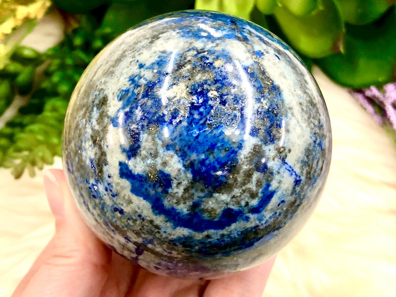 Lapis Lazuli Sphere 72mm NA - Lapis Lazuli - Throat Chakra Stone - Polished Lapis - Crystal Grid - Stones and Crystals - Lapis Lazuli Ball