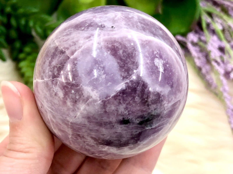 Lepidolite Sphere 58mm NC - Lepidolite Ball - Throat Chakra Stone - Healing Crystals - Crystal Grid -Altar Decor- Stones and Crystals