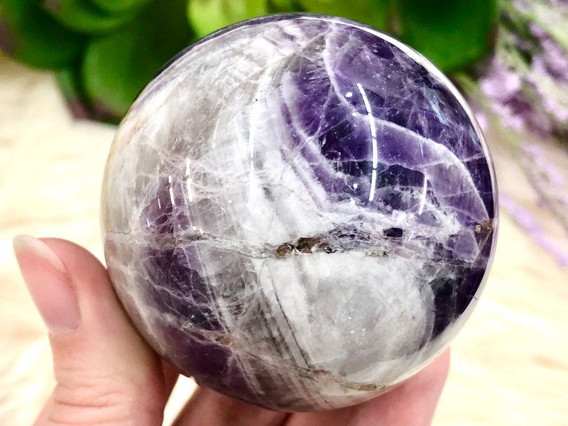 Amethyst Sphere 60mm PG  - Chevron Amethyst - Third Eye Crown Chakra - Amethyst Crystal - Crystal Grid - Meditation Stone - Dream Amethyst