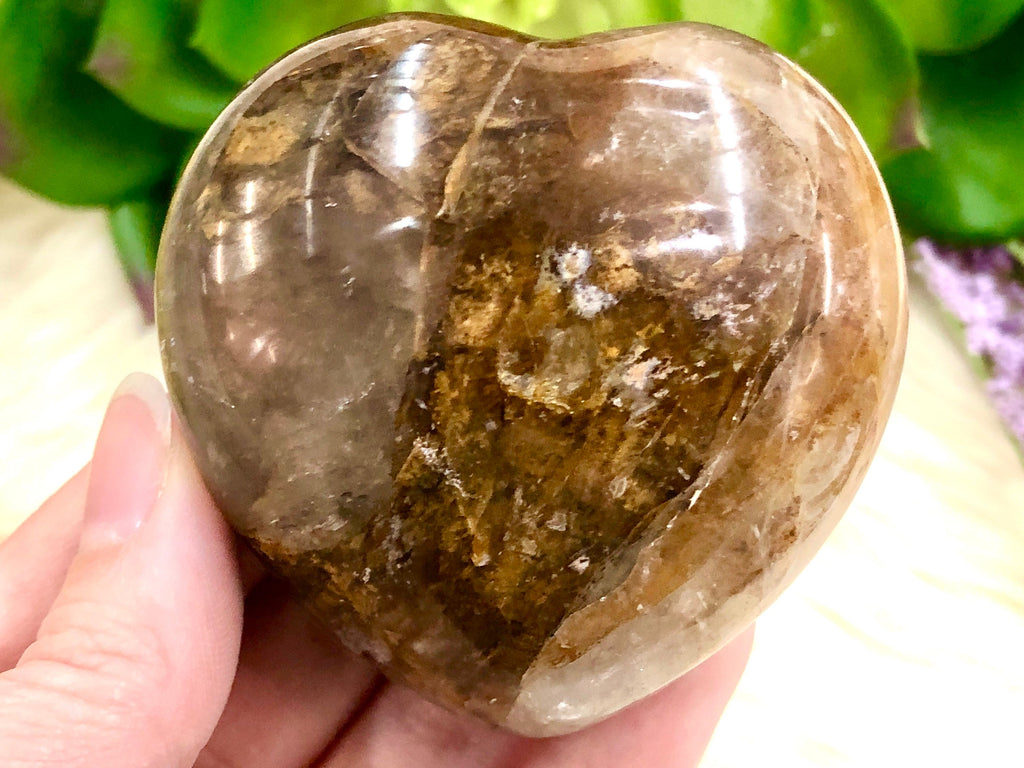 Golden Healer Heart 62mm PN- Hematoid Quartz Crystals and Stones - Solar Plexus Chakra Stone - Crystal Grid - Meditation Space - Altar Decor